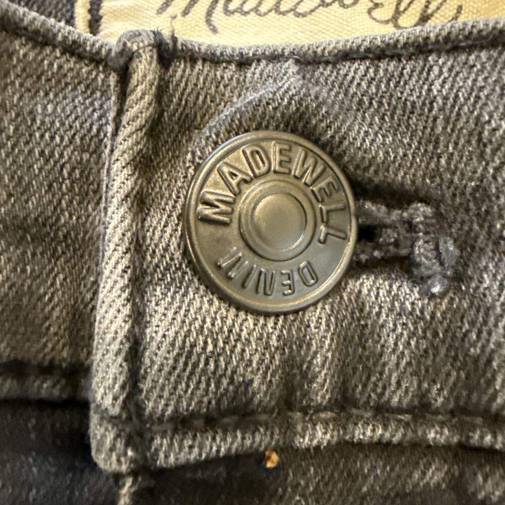 Madewell Gray Faded Black Stovepipe Straight Leg Raw Hem Jeans, Size 29 - Picture 6 of 15